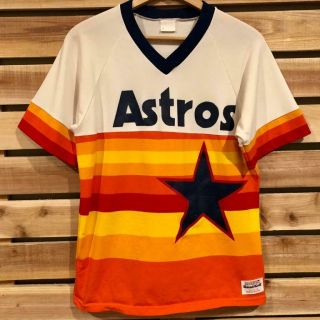 Rare Vtg 70s/80s Medalist Sand Knit Houston Astros Orange Baseball Jersey M