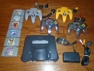 Rare Nintendo 64 Console With 4 Control & 6 Games Smash Bros Mario Party 2