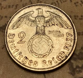 The Rare ‘37 - A Silver Eagle Germany Ww2 Coin Nazi German Old Vintage Antique Us