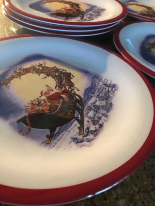 Rare Pottery Barn Kids Christmas Plates Santa Designed By Ruth Anderson Set Of 8 4