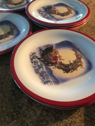 Rare Pottery Barn Kids Christmas Plates Santa Designed By Ruth Anderson Set Of 8 5