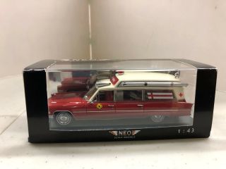 1:43 Neo Scale Models Cadillac S&s Ambulance Fire Rescue Very Rare