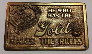 Rare Bling Gold Tone Business Card " The Golden Rule " He Who Has The Gold