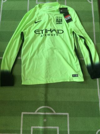 2014/15 Official Nike Manchester City Football Rare Long Sleeve Away Shirt