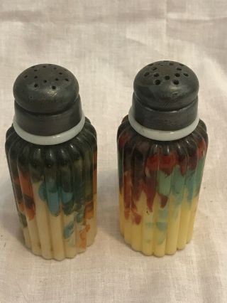 Rare Rare Mt.  Washington Art Glass Salt & Pepper Shakers,  C.  1880 