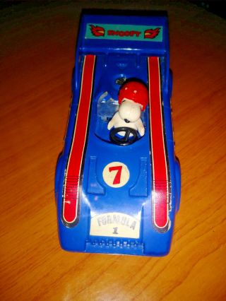Formula 1 Blue Metal Race Car Rare Vtg 1958 1965 Snoopy Peanuts Aviva Toy