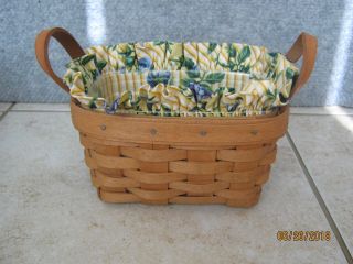 Longaberger 1991 Rosemary Basket Combo Rare Floral Liner Protector