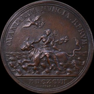 William Iii - 1697 Peace Of Ryswick Medallion - Mi/i 448 - Rare