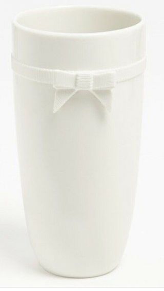 Kate Spade By Lenox Grace Ave Crystal White Vase 9.  5 " Bow Accent Rare Bnib $60