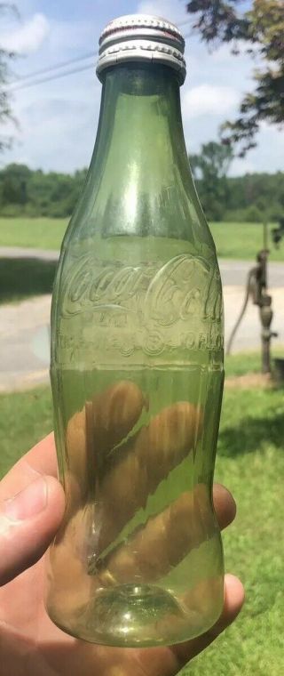 Prototype Plastic Coca Cola Hobbleskirt Bottle Green Rare Metal Cap Htf