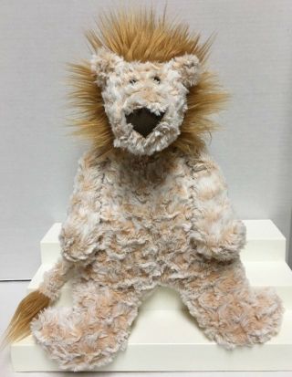 Jellycat Chequer Lion Retired Plush 15 " Ivory & Light Ginger Euc.  Rare L8