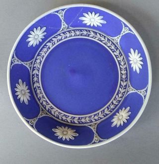 Rare 18th C.  1700s Wedgwood Dark Blue Jasperware Jasper Dip Saucer