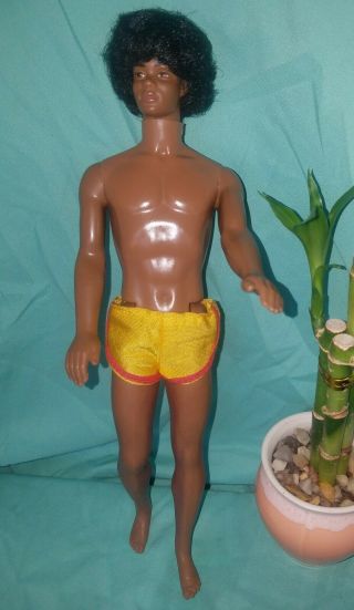 Rare Sunsational Malibu Ken Doll African American 1981 With Hair.  Vintage Mattel