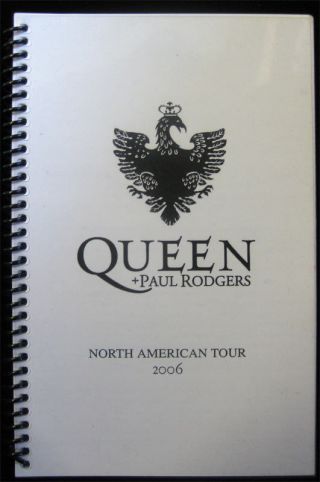 Queen,  Paul Rodgers Rare 2006 North America Tour Book Band Crew Itinerary