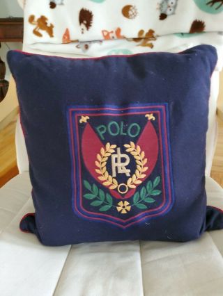 Rare Polo Ralph Lauren Navy Blue Pillow Embroidered Zipper