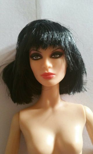 Rare Ooak Nude Joan Jett Model Muse Barbie Doll.  Shoulder Length Black Hair.