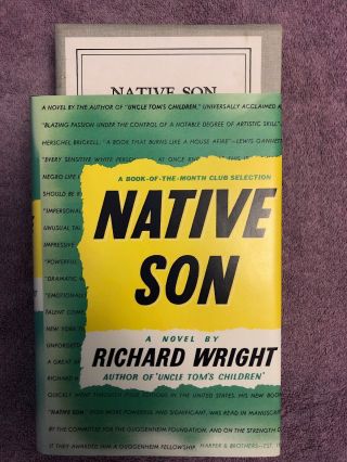 Richard Wright Native Son - 1st Ed.  Rare First Ed.  Library In Jacket & Slipcase