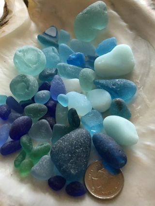 Turquoise Teal Blues Beach Sea Glass L M S Jq Rare Colors