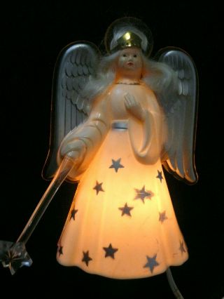 Rare Vintage Hard Plastic Celluloid Lighted Angel Tree Top With Cord Approx 7 " T