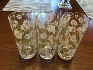 RARE 6 CULVER ENAMELED DAISY GLASSES 6 1/4 in 3