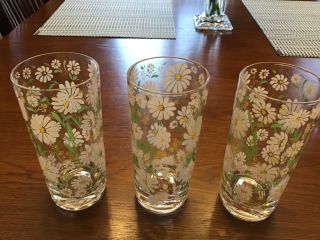RARE 6 CULVER ENAMELED DAISY GLASSES 6 1/4 in 5