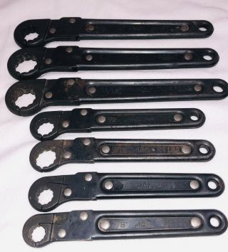 Mac Tools Rare (7) Piece Ratcheting Tube Wrench Set Rt242 - Rt122