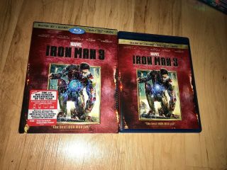 Marvel Iron Man 3 3d Blu - Ray Dvd 2013 Rare Oop Arc Reactor Sunburst Slipcover