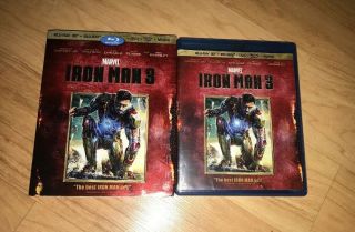 MARVEL IRON MAN 3 3D BLU - RAY DVD 2013 RARE OOP ARC REACTOR SUNBURST SLIPCOVER 2