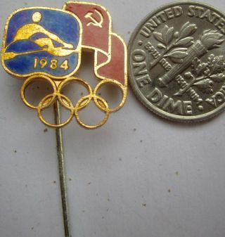 Old Olympic Pin Los Angeles Usa 1984 Ussr Noc Rowing Brass Enamel Rare