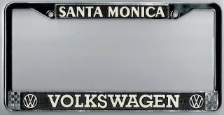 Rare Santa Monica California Vw Vintage Volkswagen Dealer License Plate Frame.