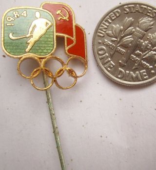Old Olympic Pin Los Angeles Usa 1984 Ussr Noc Hockey Brass Enamel Rare