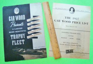 Rare 1937 Gar Wood Power Boat Sales Brochure,  Price List Wood Boat