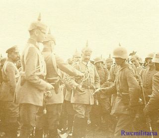 Port.  Photo: Rare German Army Generals Meet In Field W/ Lined Up Unit (3)