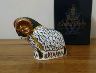Very Rare Royal Crown Derby - Derby Ram - Paperweight - 1st Quality - Boxed.