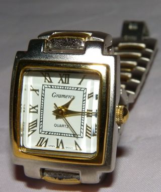 Gramercy Quartz Watch Accutime Watch Corp Two Tone Link Band Watch Rare Women 