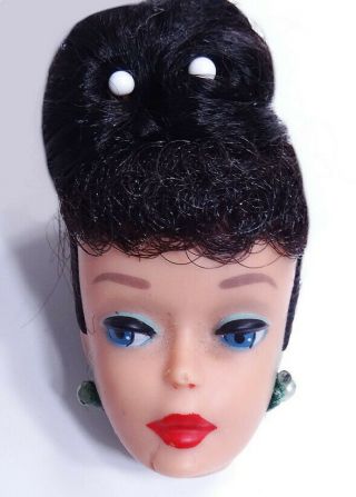 Rare Tlc Vintage Brunette 5 Ponytail Barbie Doll Head Factory Up - Do Updo 1da