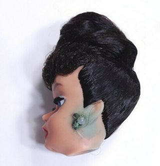 RARE TLC Vintage Brunette 5 Ponytail Barbie Doll Head Factory Up - Do Updo 1DA 3