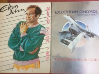 Elton John Tour Programs 1976 & 1980,  Plus Rare Ej Lapel Pin And Button