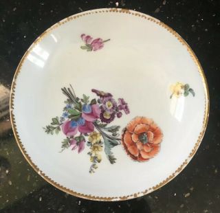 Early Meissen China Bowl Flowers 5 1/2 Inches Round Rare