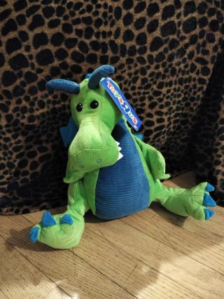 Rare Plush Dragon Blue & Green Toys R Us Stuffed Animal Toy 12 " W/tags