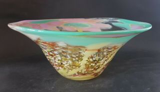 Early And Rare Studio Art Glass Bowl By Jane Bruce Signed And Dated (19) 75