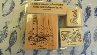 Stampin Up Set Of 4 " Lighthouse " Rare & Htf Wm