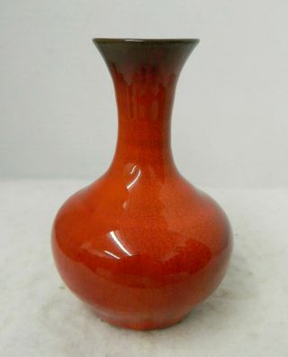 Rare Jb Cole,  Nell Cole Graves Oxblood Red Glaze Nc Pottery Bud Vase,  1970 