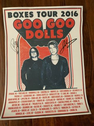 Goo Goo Dolls Boxes 2016 Tour Poster Signed By John & Robby Rare,  Vip Only
