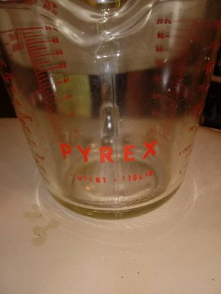 Vintage Pyrex 4 Cup 1 Quart Measuring Cup Red Letters D Handle 532 Rare Design