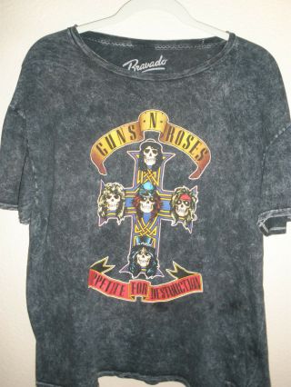 Rare,  Guns N Roses,  Bravado Black Acid Wash T - Shirt - Size: Mens Large.