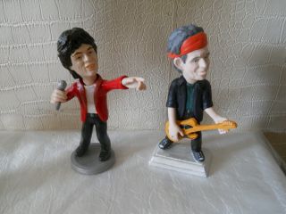 Rolling Stones Mick Jagger & Keith Richards 2 Porcelain Handmade Figurines Rare
