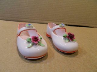 Denton England Pair Porcelain Pink Mary Jane Baby Shoes Rare Vintage