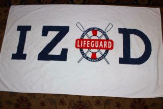 Rare Vintage Izod La Fire Dept Lifeguard Beach Towel Large Size 34x59 Awesome