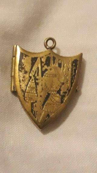 Rare Vintage / Antique Rolled Gold Shield Locket Masonic?